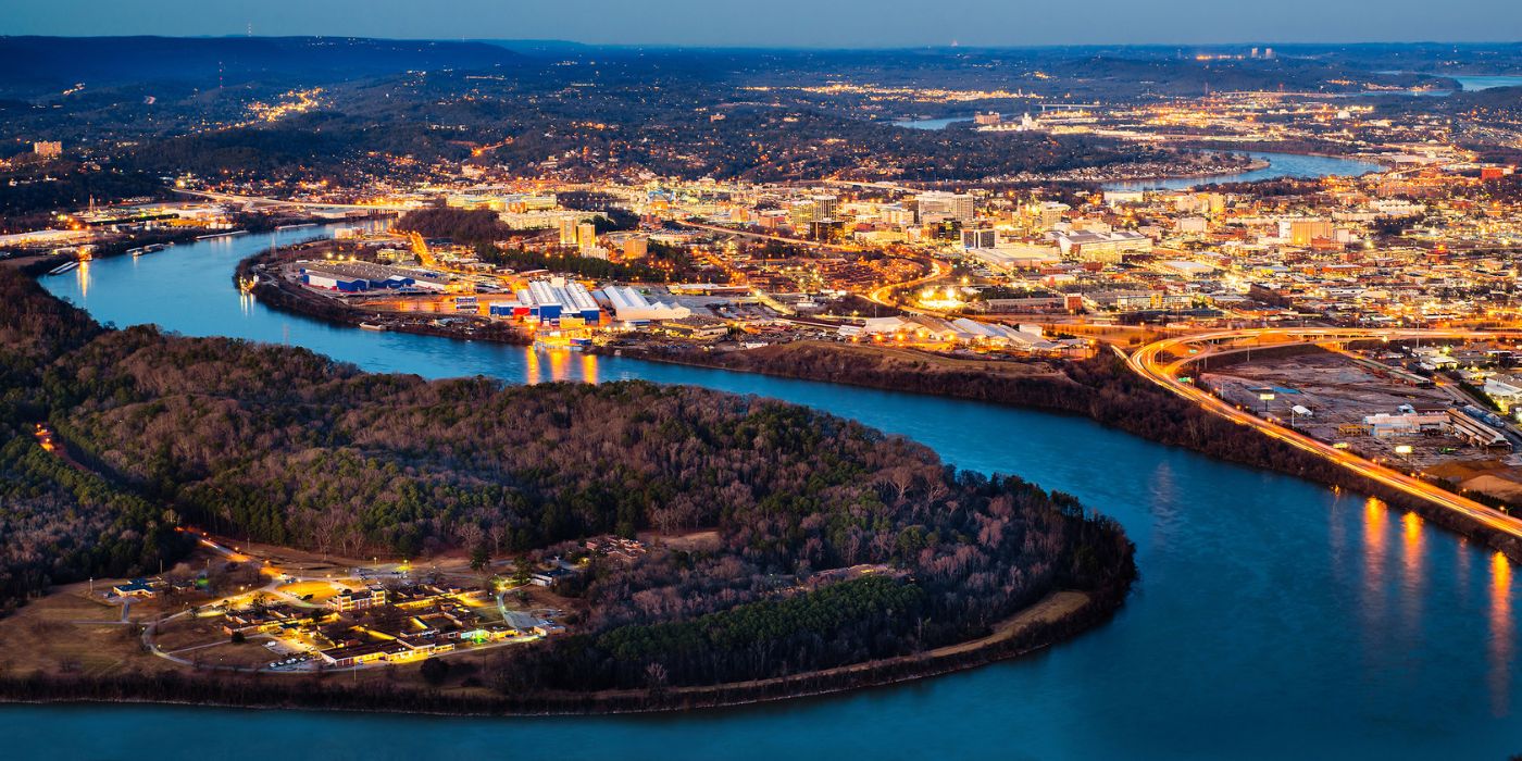 Pogled s planine Lookout na Chattanoogu, Tennessee