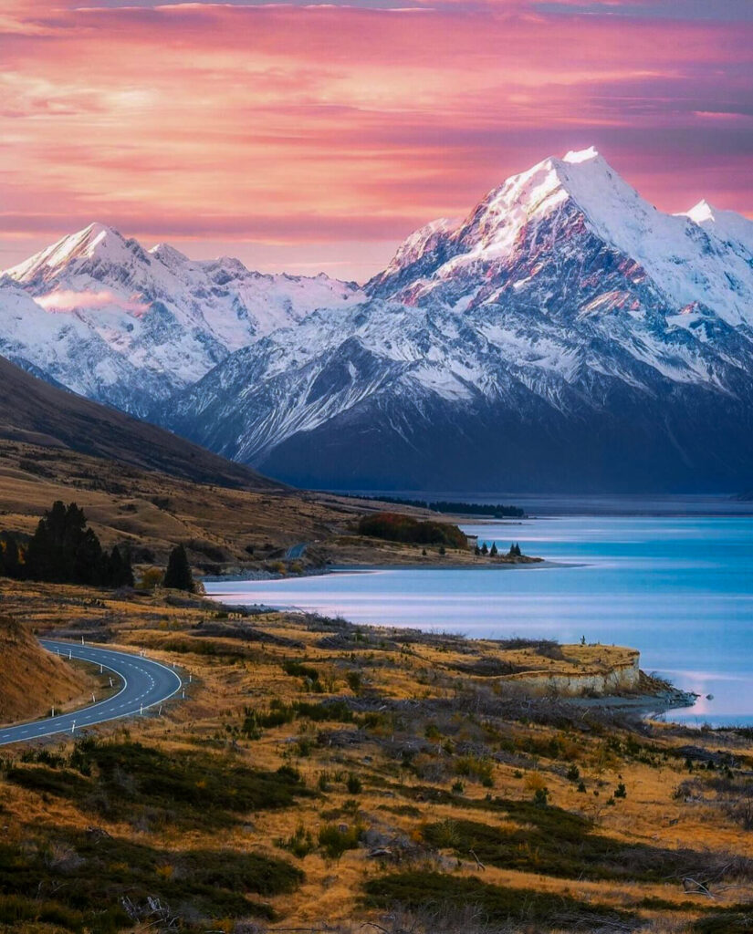 road front mountain with mountain background